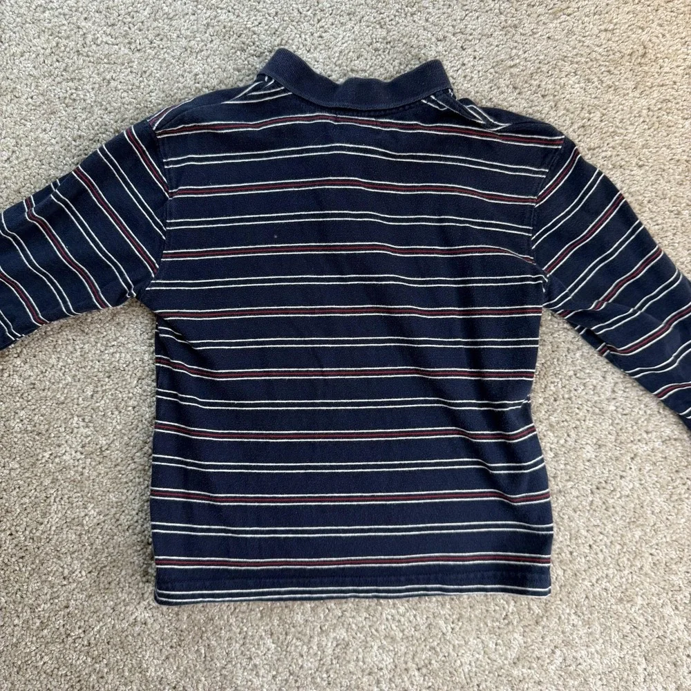 The Children's Place Polo Shirt Kids Small 5-6 Blue Stripe Long Sleeve Cotton